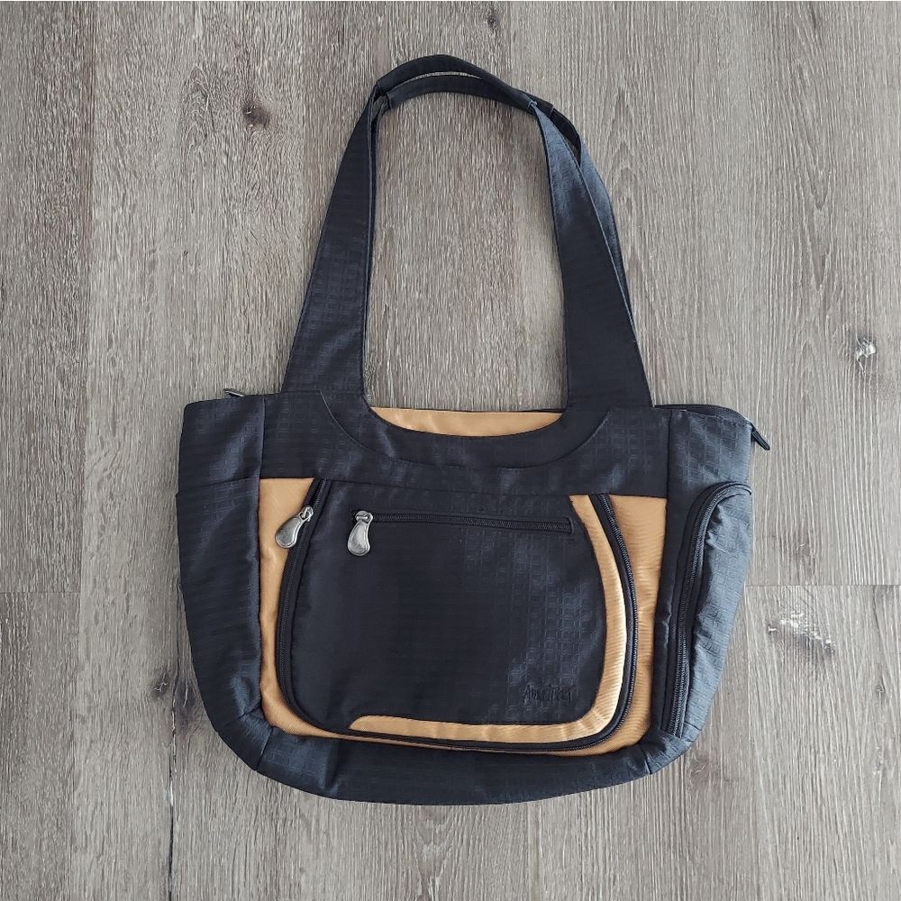 AMERIBAG Messenger Laptop Bag Black Tan